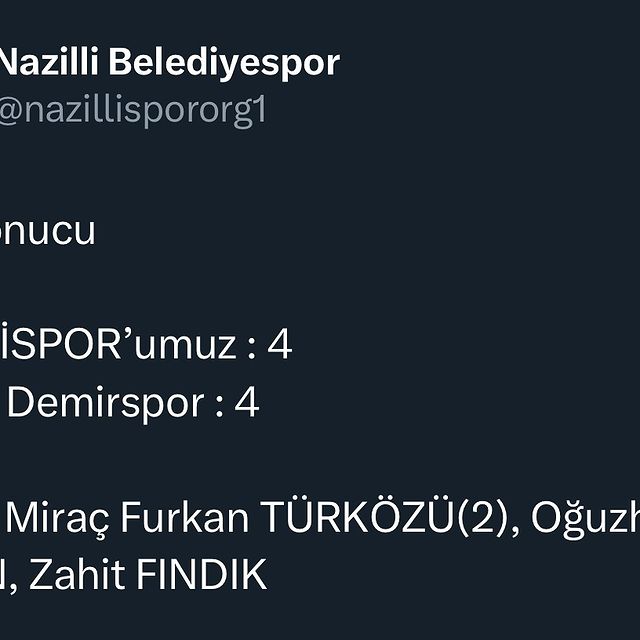 Nazilli Spor, Ankara Demirspor ile 4-4 berabere kaldı