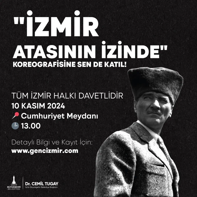 İzmir'de Ulu Önder Mustafa Kemal Atatürk'ün Anma Etkinliği Düzenlenecek