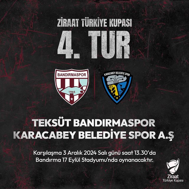 Ziraat Türkiye Kupası'nda Bandırmaspor, Karacabey Belediye Spor A.Ş. ile Karşılaşacak