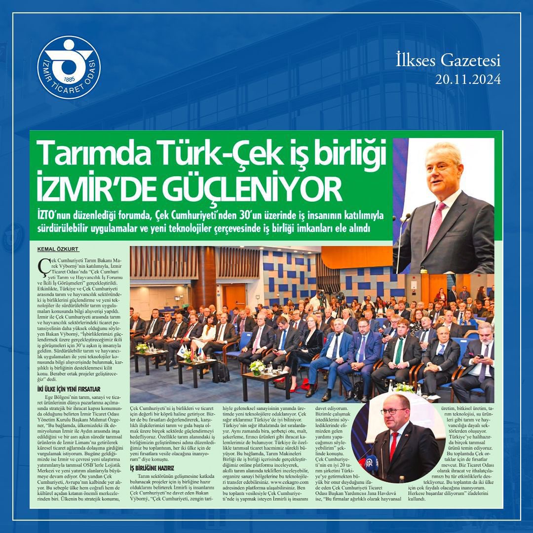 İzmir Ticaret Odası Tarım ve Hayvancılık İş Forumu'na Ev Sahipliği Yaptı