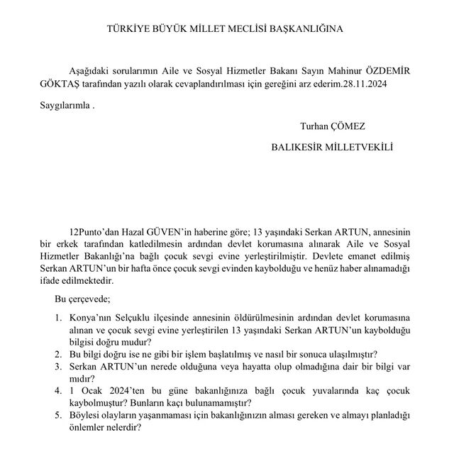 13 yaşındaki Serkan Artun devlet korumasında kayboldu