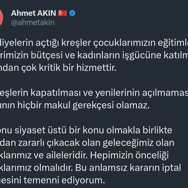 Balıkesir Belediye Başkanı Ahmet Akın: Belediyelerin açtığı kreşler önemli bir hizmet sunuyor