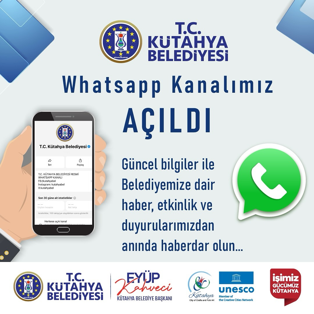 Kütahya Belediyesi, Vatandaşlarla Daha Hızlı İletişim Kurmak İçin WhatsApp Kanalı Açtı