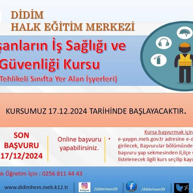 Didim Halk Eğitimi Merkezi Müdürlüğü, Çalışanlar İçin İş Sağlığı ve Güvenliği Eğitimi Düzenliyor