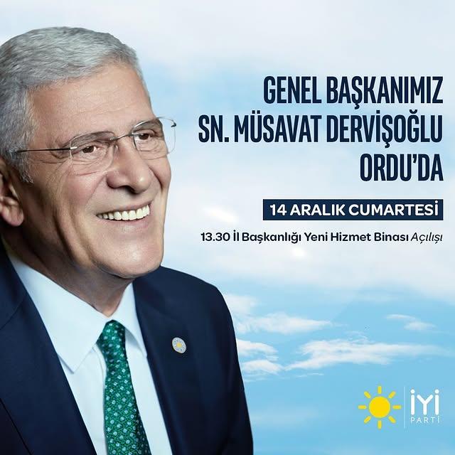 İyi Parti Genel Başkanı Müsavat Dervişoğlu Ordu'da Halkla Buluşacak