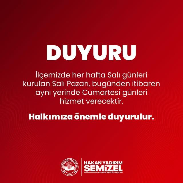 Susurluk'ta Salı Pazarı Cumartesi Günleri de Açık Olacak