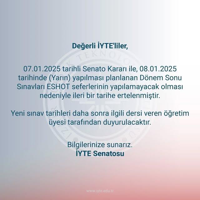 İzmir Yüksek Teknoloji Enstitüsü'nden Önemli Karar!