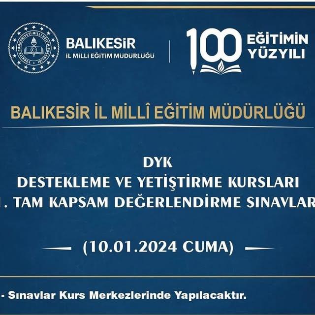 Susurluk'ta Destekleme ve Yetiştirme Kursları Sınavı Gerçekleştirilecek