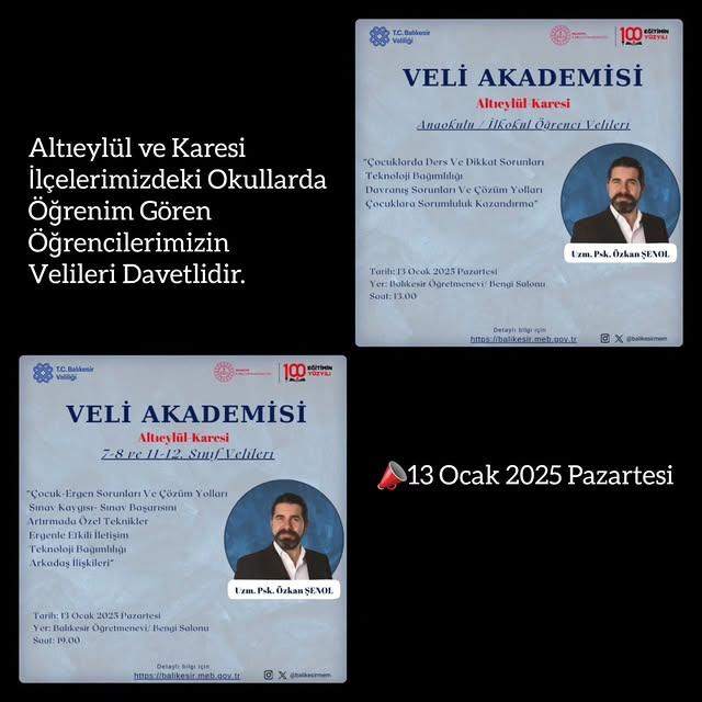 Karesi İlçesi'nde Velilere Yönelik Eğitim Programı