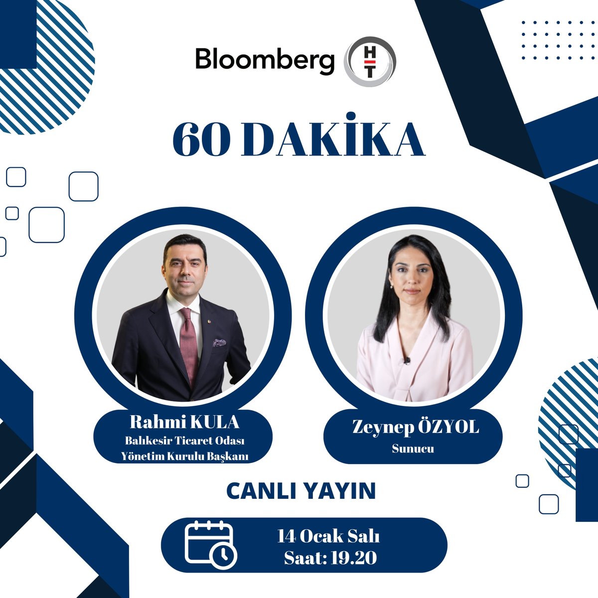 Balıkesir Ticaret Odası Başkanı Rahmi Kula, Bloomberg HT'de 60 Dakika Programında