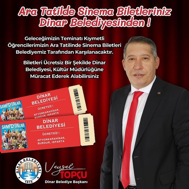 Dinar Belediyesi, Çocuklar İçin Ücretsiz Sinema Etkinliği Düzenliyor