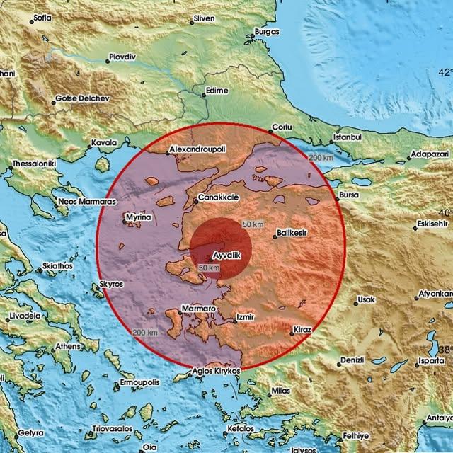 Kandilli Rasathanesi Verilerine Göre Ayvalık'ta 5.3 Büyüklüğünde Deprem