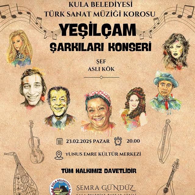 Yeşilçam'dan Notalar: Kula Belediyesi Türk Sanat Müziği Korosu Konserinde Unutulmaz Eserler