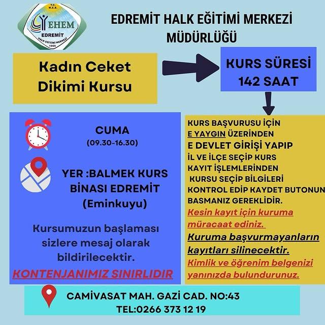 Edremit'te Kadın Ceket Dikimi Sanatına Yolculuk Başlıyor