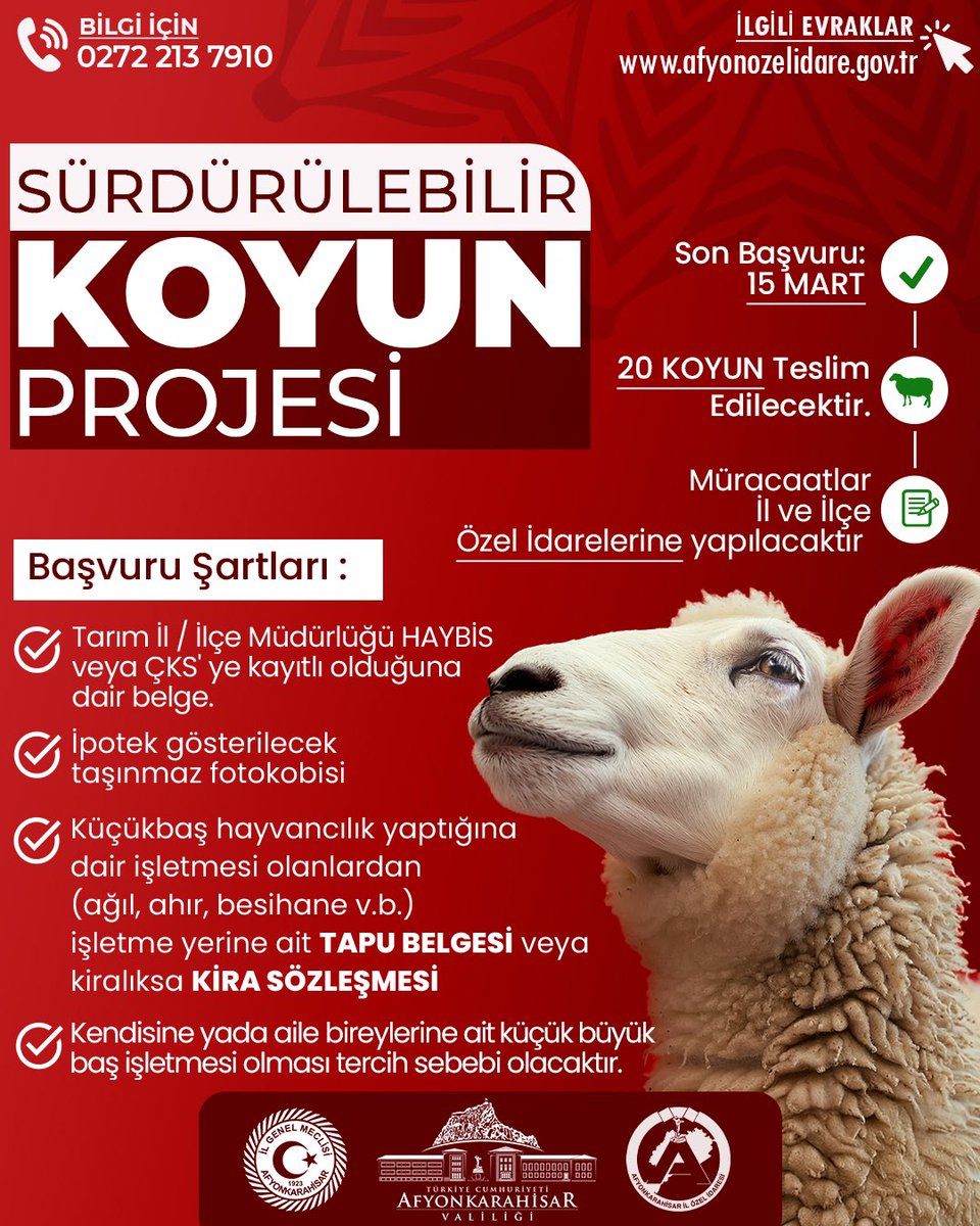 Afyonkarahisar’da Sürdürülebilir Koyun Projesi Başvuruları Başladı