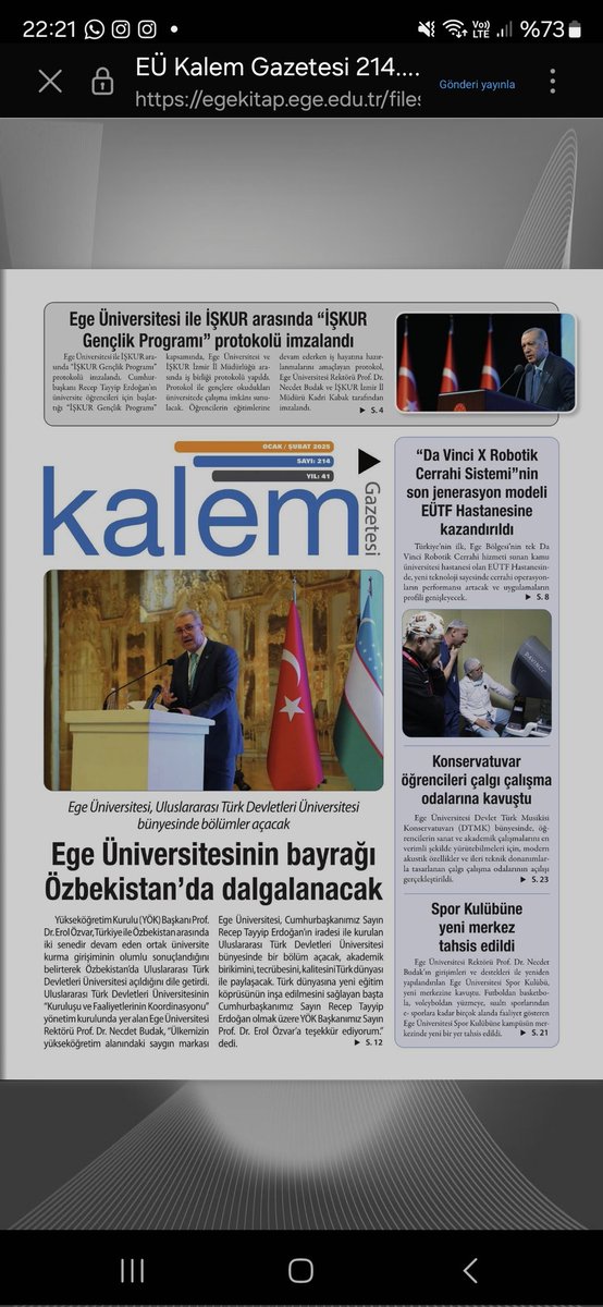 Ege Üniversitesi'nin 214. Sayısıyla 'Kalem' Gazetesinde Yenilikler ve Güncel Haberler