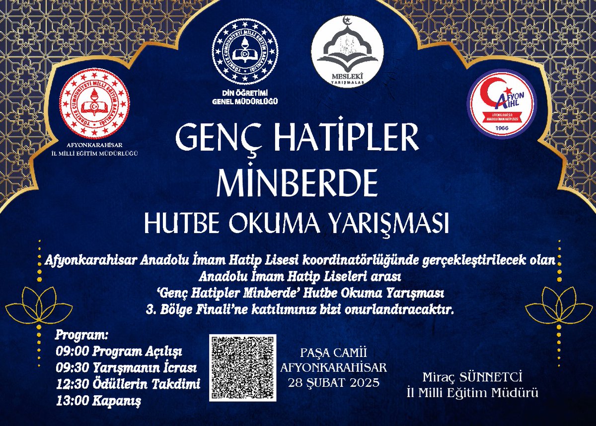 Genç Hatiplerin Minberde Hutbe Okuma Yarışmasına Evi Açıyor Afyonkarahisar