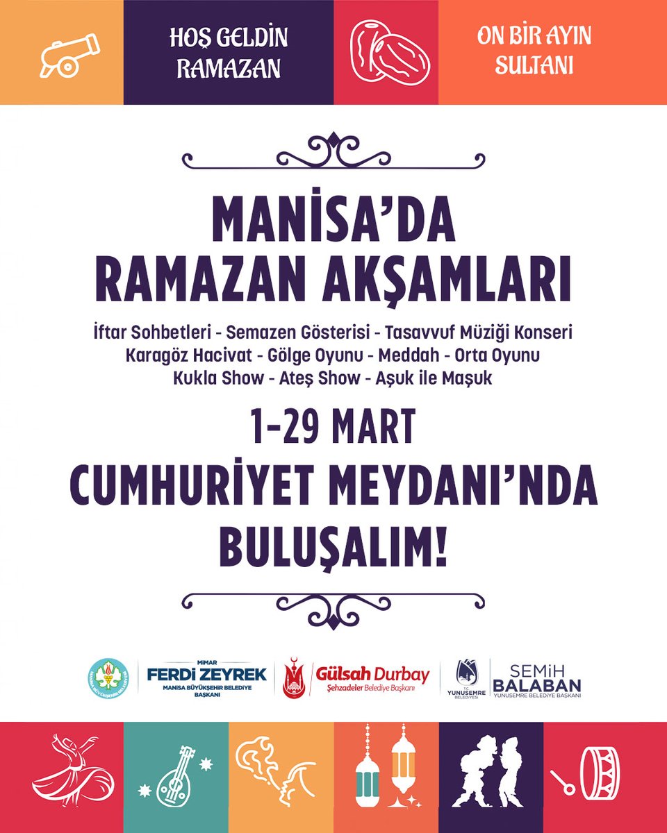 Manisa Büyükşehir Belediyesi, Ramazan'da Cumhuriyet Meydanı'nda Dini ve Kültürel Etkinliklerle Toplumu Birleştiriyor