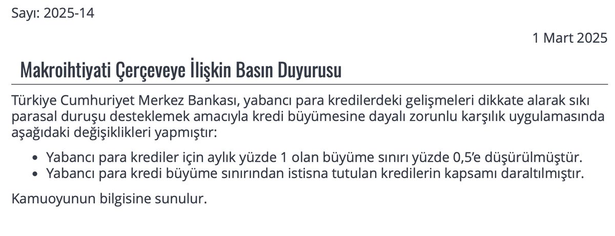 Merkez Bankası Döviz Kredilerini Sınırlayarak Piyasa İstikrarını Sağlamayı Hedefliyor