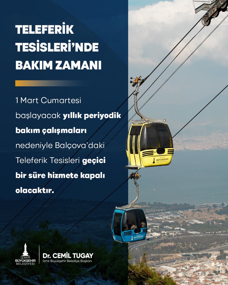 Balçova Teleferik Tesisleri Yıllık Bakıma Girdi