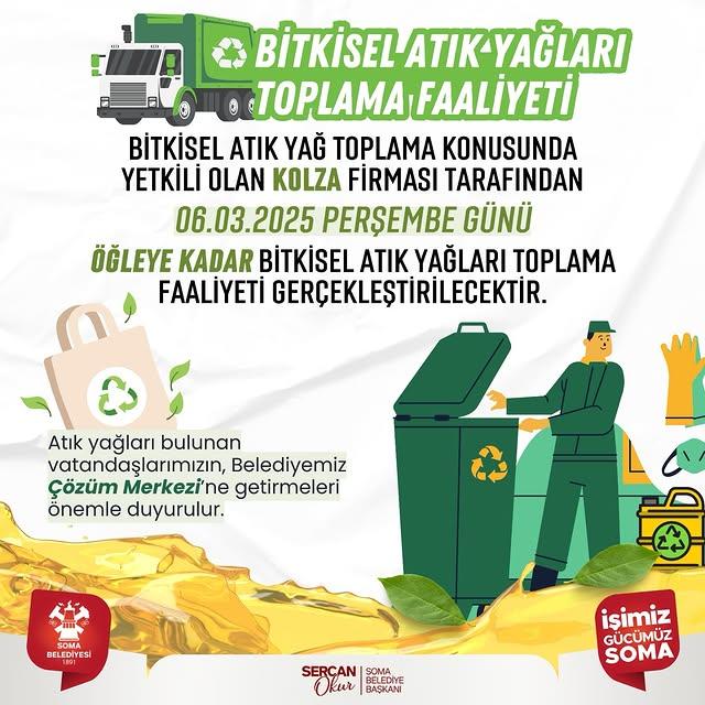 Bitkisel Atık Yağ Toplama Faaliyetleri 6 Mart'ta Gerçekleştirilecek