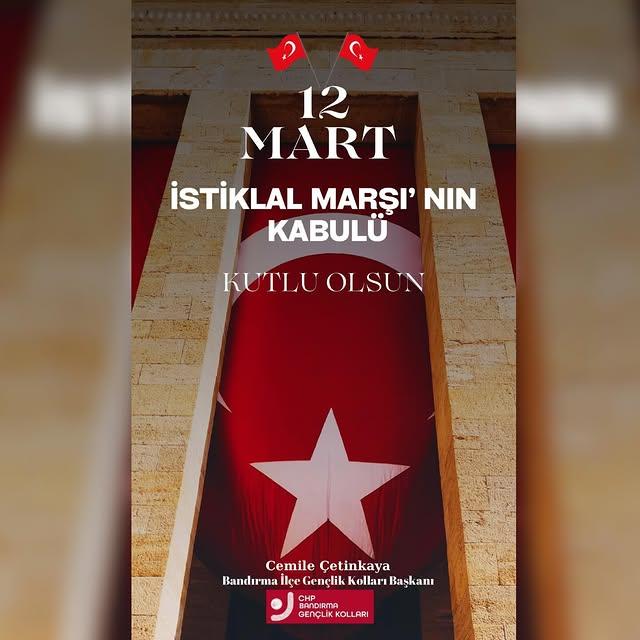 Bandırma'da CHP Gençlik Kolları'ndan İstiklal Marşı Açıklaması