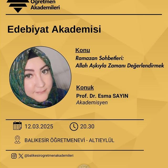 Balıkesir'de Edebiyat Akademisi ile Öğretmenlere Yönelik Mesleki Gelişim Çalışmaları Devam Ediyor