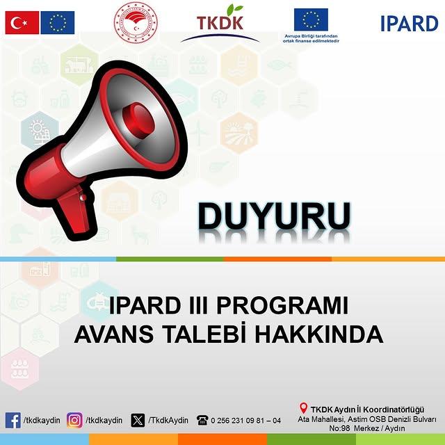 IPARD III Programı Yatırımcılarına Avans Başvuru Süresi Uzatıldı