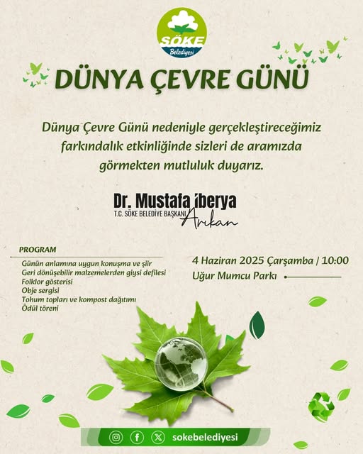 Söke Belediyesi Dünya Çevre Günü Etkinliği Düzenliyor