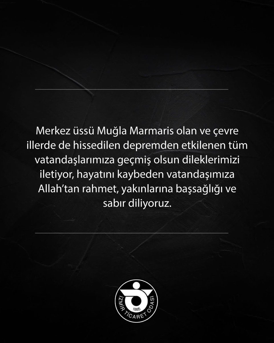 İzmir Ticaret Odası'ndan Depremzedelere Başsağlığı Mesajı
