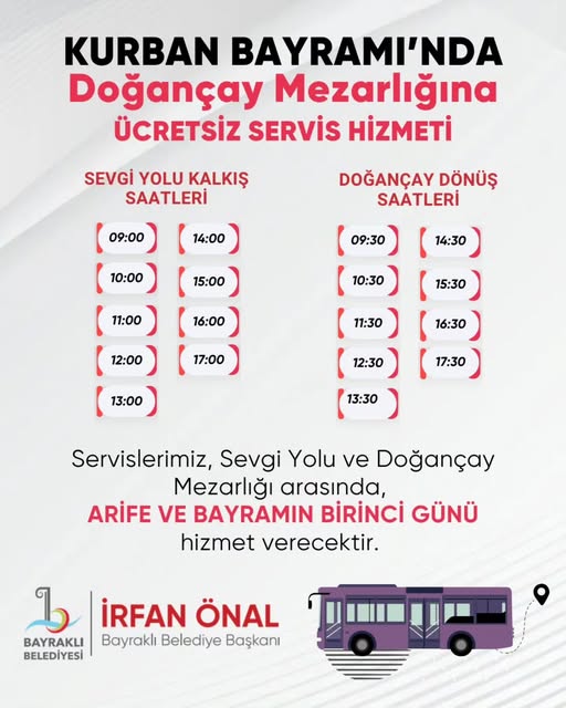 Bayraklı Belediyesi Kurban Bayramı Mezarlık Ziyaretlerinde Ücretsiz Servis Sağlayacak