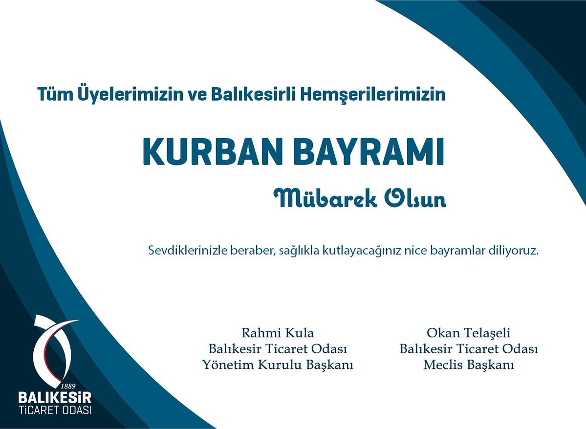 Balıkesir Ticaret Odası'ndan Kurban Bayramı Mesajı