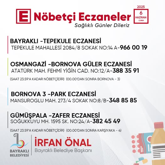 Bayraklı'da Nöbetçi Eczaneler Bilgilendirmesi