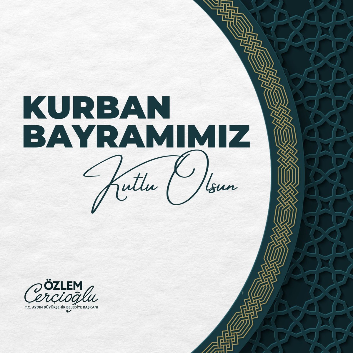 Aydın Büyükşehir Belediye Başkanı Çerçioğlu'ndan Kurban Bayramı Mesajı