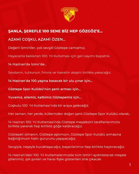 Göztepe Spor Kulübü 100. Yıl Kutlamaları İçin Hazırlıklara Başladı